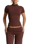 Naked Wardrobe Mock Neck Top In Chocolate