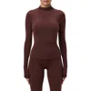 Naked Wardrobe Mock Neck Top In Chocolate