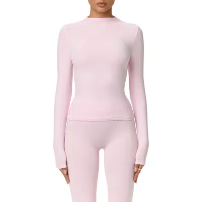 Naked Wardrobe Mock Neck Top In Pink