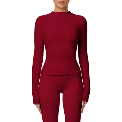 Naked Wardrobe Mock Neck Top In Red