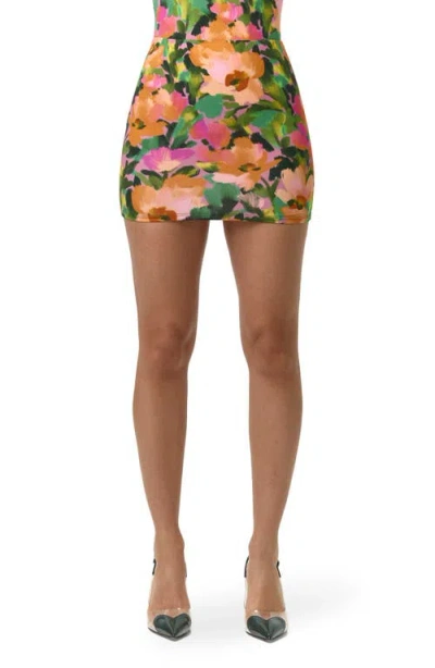 Naked Wardrobe Naked Floral Print Knit Miniskirt In Multi