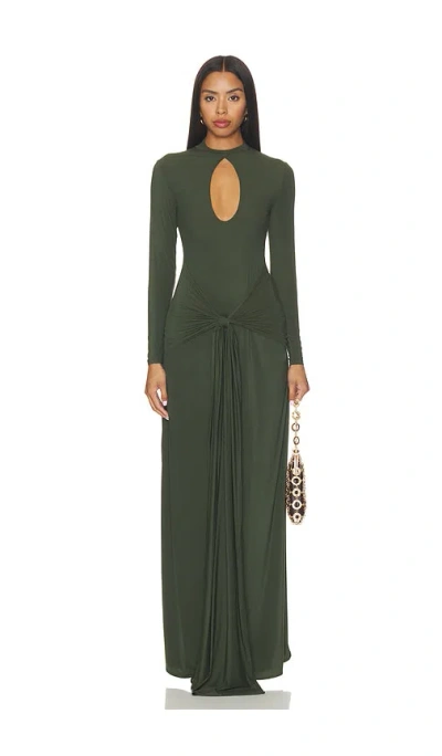 Naked Wardrobe Naked Keyhole Drape Tie Dress In Green