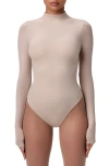 Naked Wardrobe Naked Long Sleeve Bodysuit In Neutral