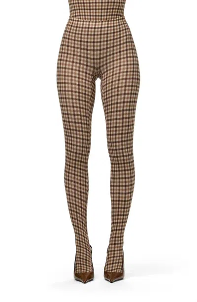 Naked Wardrobe Naked Print Closed-toe Leggings In Micro Plaid