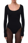 Naked Wardrobe Naked Scoop Neck Long Sleeve Bodysuit In Black