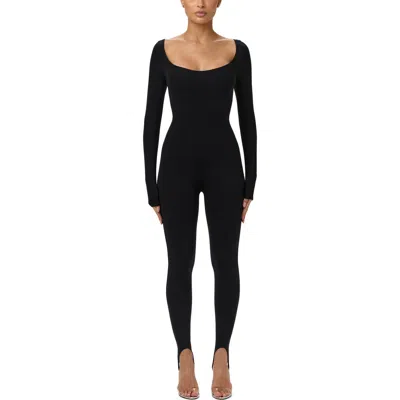 Naked Wardrobe Naked Scoop Neck Long Sleeve Jumpsuit In Black