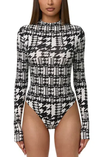 Naked Wardrobe Naked Snakeskin Print Long Sleeve Bodysuit In Multi