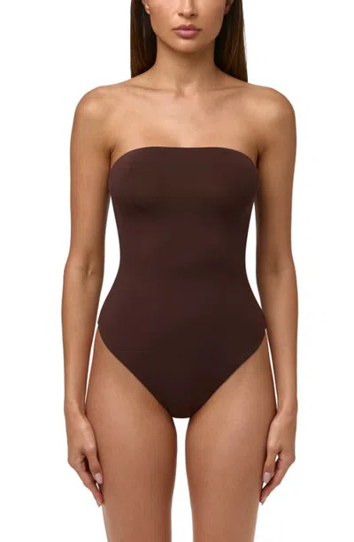 Naked Wardrobe Naked Tube Bodysuit In Brown
