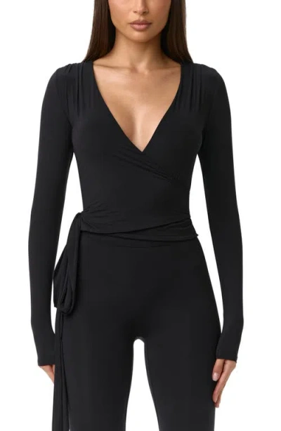 Naked Wardrobe Naked Wrap Top In Black