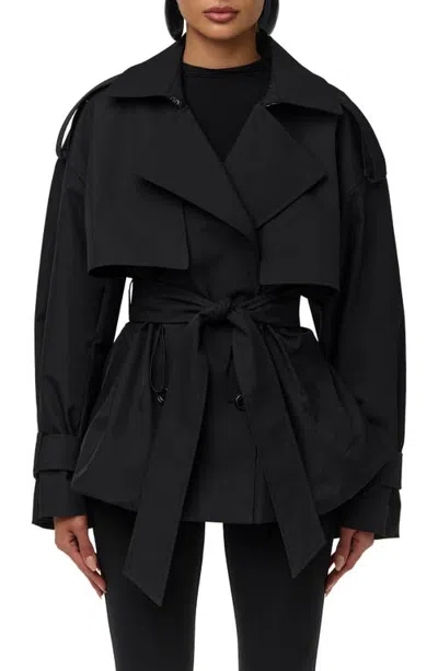 Naked Wardrobe Nylon Bubble Trench Coat In Black
