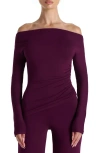 Naked Wardrobe Off The Shoulder Ruched Top In Purple