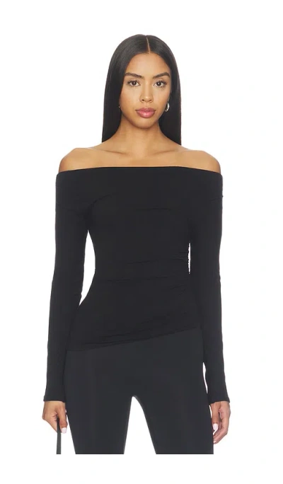 Naked Wardrobe Off-shoulder Asymmetric Top In Black