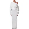 Naked Wardrobe One-shoulder Long Sleeve Maxi Sweater Dress In White