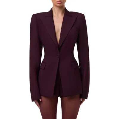 Naked Wardrobe One-button Blazer In Burgundy