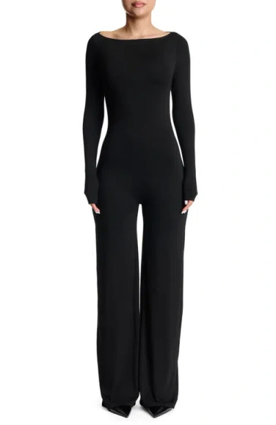 Naked Wardrobe Open Back Long Sleeve Jumpsuit In Black