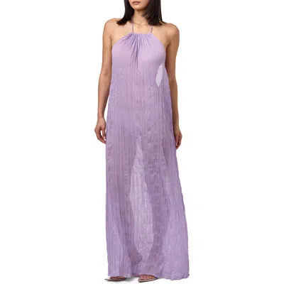 Naked Wardrobe Open Back Plissé Maxi Sundress In Purple