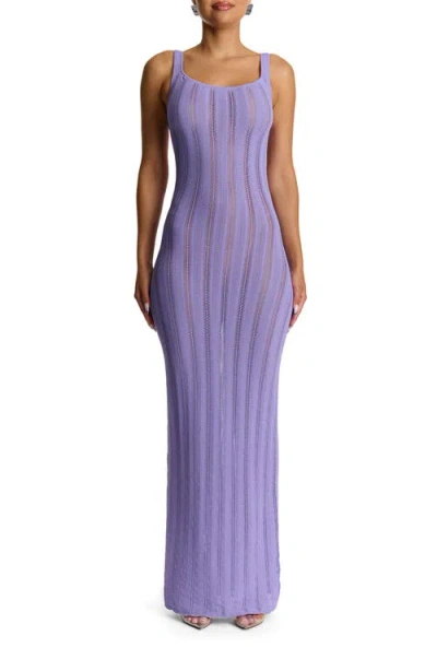 Naked Wardrobe Open Back Sheer Maxi Dress In Purple