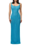 Naked Wardrobe Open Back Sheer Maxi Dress In Blue