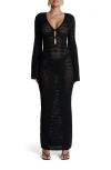 Naked Wardrobe Open Stitch Long Sleeve Maxi Dress