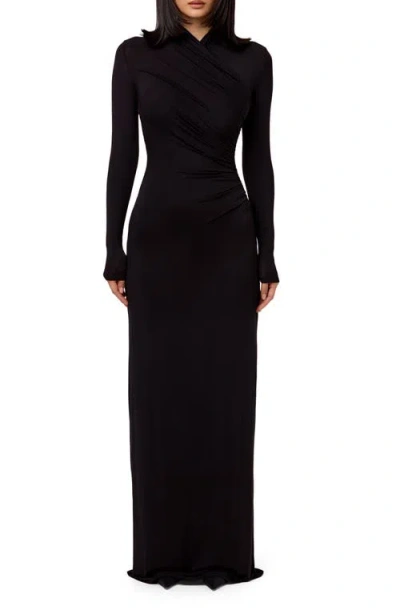 Naked Wardrobe Overlap Neck Long Sleeve Maxi Dress
