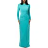Naked Wardrobe Overlay Long Sleeve Body-con Maxi Dress In Blue