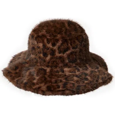 Naked Wardrobe Oversize Faux Fur Bucket Hat In Brown