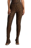 Naked Wardrobe Palm Frond Burnout Velvet Bootcut Slit Hem Pants In Leopard Nude