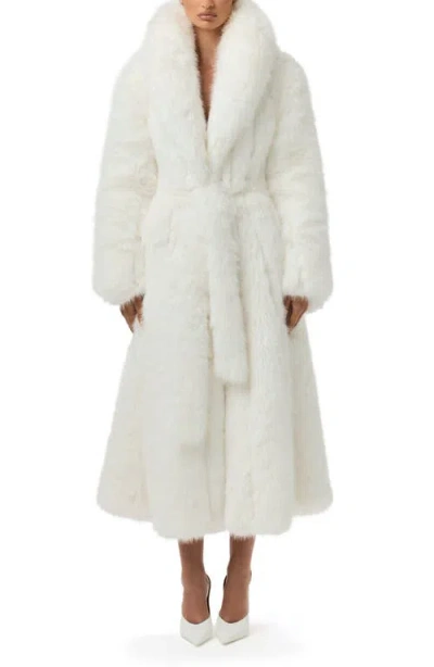 Naked Wardrobe Pelted Faux Fur Coat In White