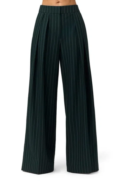 Naked Wardrobe Pinstripe Pleated Wide Leg Pants In Black