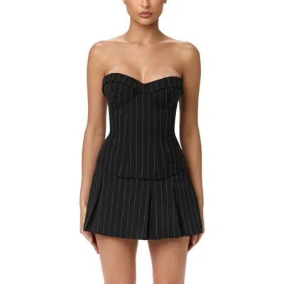 Naked Wardrobe Pinstripe Suiting Bustier Top In Black