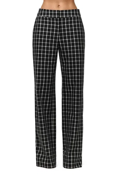 Naked Wardrobe Plaid Wide Leg Pants In Black
