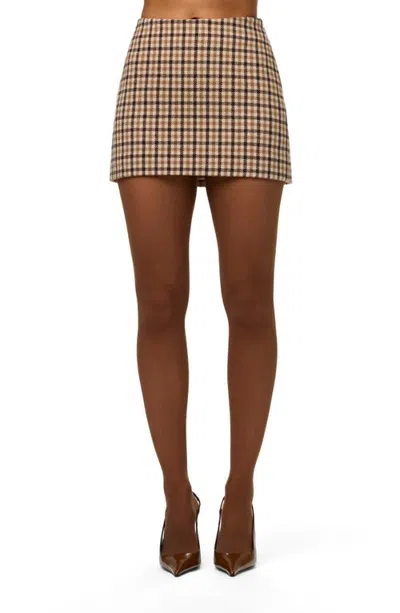 Naked Wardrobe Plaid Wool Blend Micro Miniskirt In Pattern