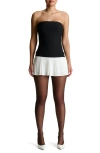 Naked Wardrobe Pleated Strapless Mixed Media Minidress In Black White