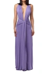 Naked Wardrobe Plunge Halter Maxi Dress In Purple