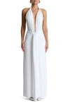Naked Wardrobe Plunge Halter Maxi Dress In White