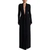 Naked Wardrobe Plunge Neck Long Sleeve Stretch Jersey Maxi Dress