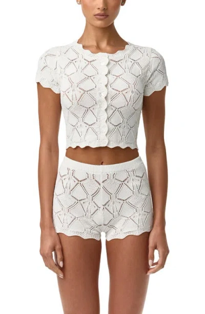 Naked Wardrobe Pointelle Knit Cardigan In White
