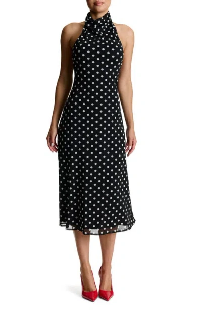 Naked Wardrobe Polka Dot A-line Halter Dress