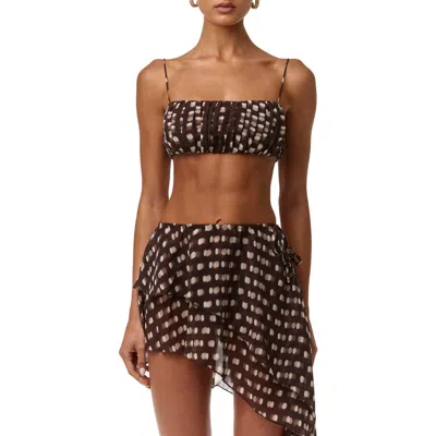 Naked Wardrobe Polka Dot Chiffon Bandeau Bralette In Brown