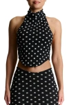 Naked Wardrobe Polka Dot Halter Crop Top In Black White Polka Dot