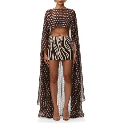 Naked Wardrobe Polka Dot Illusion Chiffon Cape In Multi