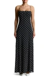 Naked Wardrobe Polka Dot Maxi Dress In Black White Polka Dot