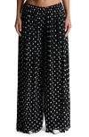 Naked Wardrobe Polka Dot Mesh Wide Leg Pants In Black White Polka Dot
