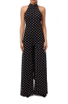 Naked Wardrobe Polka Dot Wide Leg Halter Jumpsuit In Black