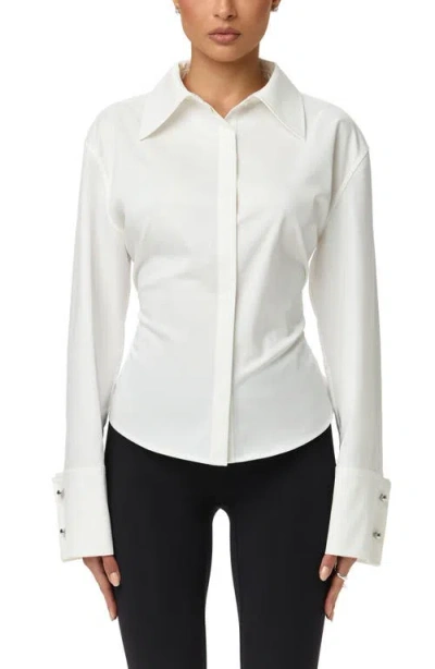 Naked Wardrobe Poplin Lace-up Button-up Shirt In White