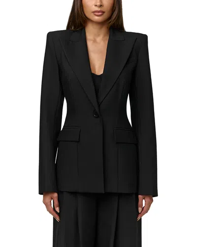Naked Wardrobe Power Shoulder Fitted Suit Blazer In Black