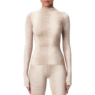Naked Wardrobe Print Turtleneck Top In Gold