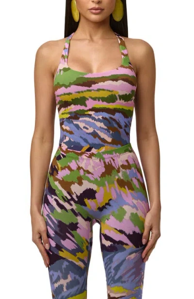 Naked Wardrobe Printed Racerback Bodysuit In Multi