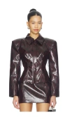 Naked Wardrobe Python Leather Blazer In Brown