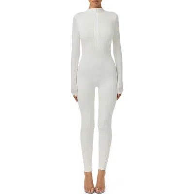 Naked Wardrobe Quarter Zip Jumpsuit In White